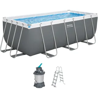 BESTWAY Steel Pro MAX Frame Pool Set 412 x 201 x 122 cm inkl. Sandfilteranlage/Poolleiter