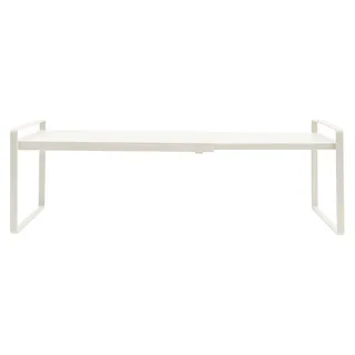 Gewürzregal für Küchenschrank - Ausziehbares Regal - Verstellbar 34–63 cm - Metall (Eisen) - Glänzende Lackierung - Weiß