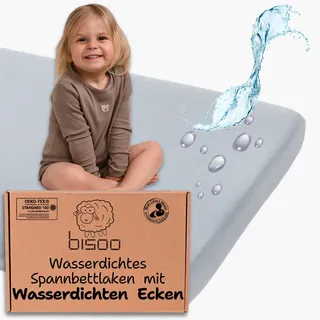 Bisoo Spannbettlaken 60x120 Baby - Matratzenschoner 60x120 Baby Wasserdicht (Oberseite+Ecken) Bettlaken für Babybett Wiege 100% Baumwolljersey Öko-Tex - wasserdichte Spannbetttuch 120x60 1 Stück Weiß
