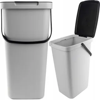 KADAX Abfallbehälter mit Deckel und Griff, Abfalleimer aus Plastik, Mülleimer für die Mülltrennung (Grau, 20L) - Grau, Hellbraun, Blau, Grün, Hellgelb