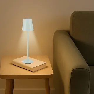 BEPER P207ILI208 Wiederaufladbare Tischlampe, kabelloses LED-Licht, einstellbare Intensität, Nachttischlampe, USB-Anschluss inklusive – tragbar für Schreibtisch, Nachttisch oder Außenbereich