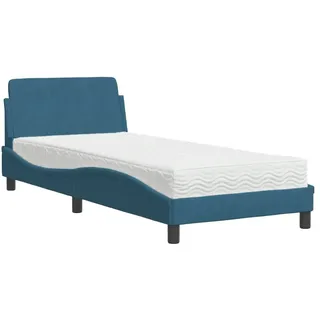 vidaXL Bett mit Matratze "Dover" Blau 80x200 cm Samt - Blau