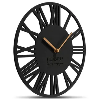 EKO wanduhr ohne tickgeräusche LOFT Piccolo Schwarz (Anthrazit) 30cm, Wohnzimmer, Schlafzimmer, in EU hergestellt... - Schwarz, Grau