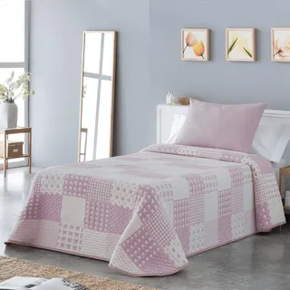 VIALMAN Leichte Tagesdecke Sofia 21 für Doppelbett 150 cm | Tagesdecke 150 cm | Tagesdecke 250 x 270 cm, Rosa