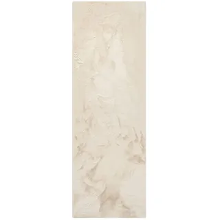benuta Nest Kunstfell-Teppich Dave Cream 80x240 cm , Creme , Textil , Beton Optik , Rechteckig , 80x240 cm , Gots , wasserabweisend , Teppiche und Böden, Teppiche