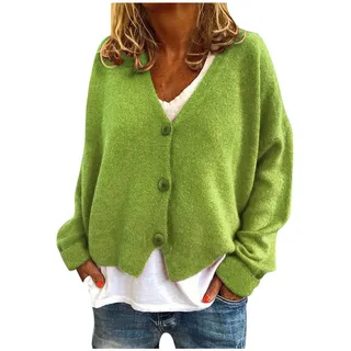Cardigan Damen Casual Leichte Bequem Knopfleiste Damenstrickjacke Cardigan Strickjacke Kurz Langarm Retro Strickmantel Strickjacken Elegant Herbst Winter Strickcardigan Pullover
