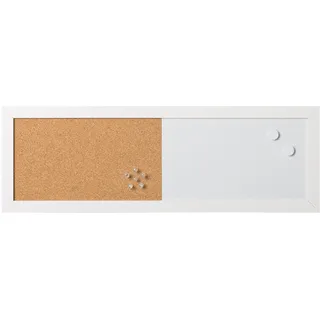 Bi-Office, Kombitafel Whiteboard und Memoboard Elemente, magnetisch, trocken abwischbar/ Kork, Weißer MDF-Rahmen, 60x20cm