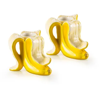 donkey Kerzenständer Banana Romance Keramik Gelb/Weiß