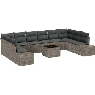 vidaXL Gartensofa-set 11 stk. Grau Poly-Rattan - Grau