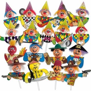 Günthart 100 lustige Einstecker Karneval, Fasnacht für Kleingebäck wie Krapfen, Berliner, Clown, Western, Piraten, Seemänner, Märchenfiguren, bitte Größe beachten, 1er Pack (100 Stück)