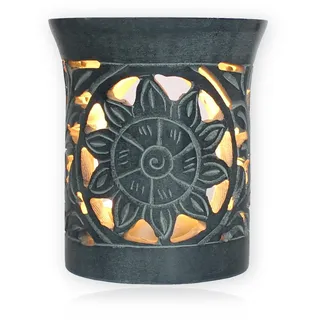 Budawi® Räucherstövchen aus Speckstein mit Edelstahlsieb | Handgearbeitetes Räuchergefäß & Duftstövchen – Naturstein Duftlampe für Harze, Kräuter & Mischungen