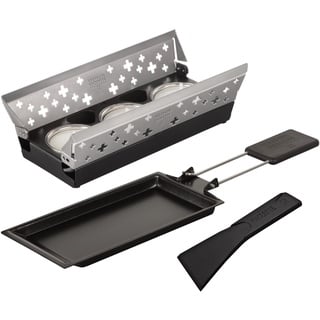 KUHN RIKON Candle Light Mini Schweizerkreuz Raclette Set, silber, Antihaft-Grill-Pfännchen, mit Teelicht