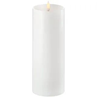 Uyuni Piffany Copenhagen Lighting Pillar LED Kerze tiefer Docht 7,8 x 20 cm Echtwachs Weiss - 6 Stunden Timerfunktion - Keine Brandgefahr, Keine Rußbildung und kein Geruch