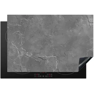 KitchenYeah© Herdabdeckplatte Einteilig Glaskeramikkochfeld Abdeckplatte für | 78x52 cm - Induktionsschutz Glaskeramikkochfeldabdeckung Vinyl Herdabdeckplatten Beton - Grau - Abstrakt - Konkreter Look