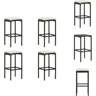vidaXL Barhocker mit Kissen 4 Stk. Braun Poly Rattan - Barhocker - Braun