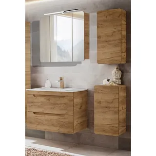 Badmöbel Set LUTON-56-CRAFT in Wotan Eiche Nb., B/H/T ca. 130/200/46 cm - Braun