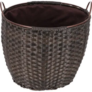 TermaTech Kaminholzkorb „Rattan“ 68 Liter, Ø 48 cm, braun, Schmutzfang
