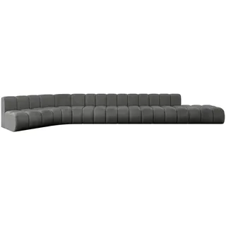 altdecor Eckcouch Samt 7-Sitzer Dunkelgrau