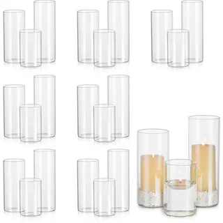 Glasseam Windlicht Glas Kerzengläser Groß: 24er Set Kerzenglas