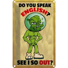 Blechschild 20x30 cm - Spruch Do you speak english See i so out
