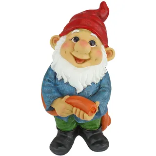 Design Toscano Schlauchauslassfigur Gartenzwerg Harry, Mehrfarbig, 19 x 14 x 28 cm, QM2592000