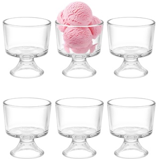 OLegei 6 Stück Eisbecher Dessertschalen aus Glas Eisschalen für Restaurant, Küche, Party (300 ml)