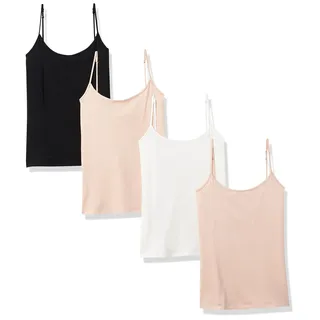 Amazon Essentials Damen Slim Fit Camisole 4er Pack, Beige/Schwarz/Weiß, X-Small
