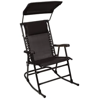 Amazon Basics - Faltbarer Schaukelstuhl mit Sonnenschutz - 98 x 95 x 66 cm, Schwarz