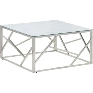 vidaXL Couchtisch Silbern Edelstahl und Hartglas - Silber