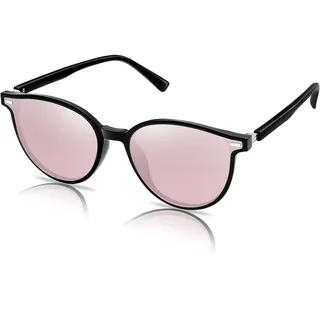 KANASTAL Groß Sonnenbrille Damen Verspiegelt Rosa Gläser Retro Vintage Cateye Stil Sonnenbrillen für Frauen mit UV400 Schutz