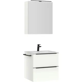 Nobilia Badezimmer , Schwarz, Weiß Hochglanz , Metall , 2,2 Schubladen , G , 61 cm , Goldenes M, Made in Germany , Griffeauswahl, hängend, Zusatzausstattung erhältlich, Typenvielfalt , Badezimmer, Badmöbelsets & Badmöbelserien, Badmöbel-Sets