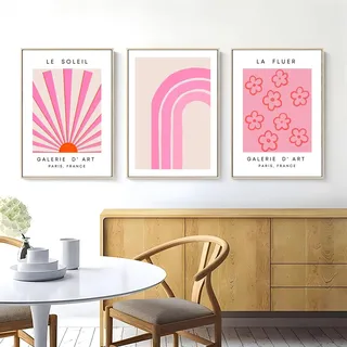 CULASIGN Flower 3er Poster Set, Pink Rosa Leinwand Bilder Wandbilder Ästhetische Drucke Wandkunst, Posters Collage für Innendekoration Y2k Wall Decor Schlafzimmer Wohnzimmer (40 x 50 cm,Stil A)