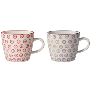 Bloomingville Tassen Isabella, rot lila, Keramik, 2er Set