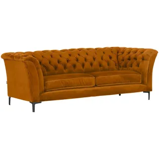 Landscape Chesterfield-Sofa , Gelb , Metall , Uni , 220x80x100 cm , Typenauswahl, Stoffauswahl, Hocker erhältlich, Rücken echt , Wohnzimmer, Sofas & Couches, Sofas, Textilsofas