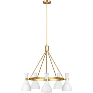 Elstead Lighting Kronleuchter , Weiß, Messingfarben , Metall , 89.3 cm , Grüner Punkt, RoHS , Lampen & Leuchten, Leuchtenserien