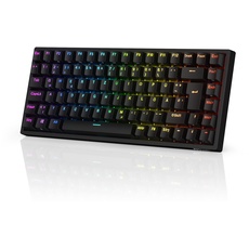 RK ROYAL KLUDGE RK84-DE 75% Gaming-Tastatur, 85 Tasten Kompakte Bluetooth Mechanische 2.4Ghz Tastatur, Braune Schalter, RGB Hintergrundbeleuchtung, für Mac & Windows, Schwarz