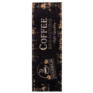 Esposa Küchenläufer , Schwarz, Beige , Textil , Kaffee , rechteckig , 50x150 cm , für Fußbodenheizung geeignet, rutschfest, waschbar , Teppiche und Böden, Teppiche, Teppichläufer, Küchenteppiche