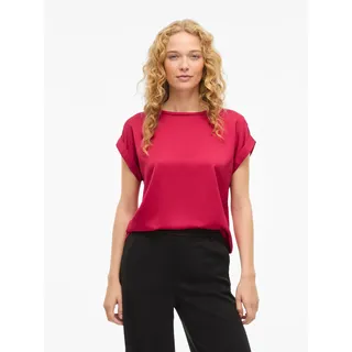 Vila Kurzarmshirt "VIELLETTE S/S SATIN TOP - NOOS" Kunstfaser, regular fit, jazzy