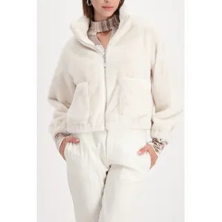 Fellimitatjacke MONARI "Jacke fake fur", Damen, Gr. 44, almond, Plüsch, Obermaterial: 100% Polyester. Futter: 100% Polyester, unifarben, regular fit taillenlang, Rundhals, eingesetzt elastischer Bund, Jacken Fellimitatjacke, Regular fit mit Stehkragen