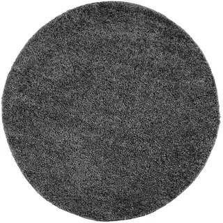 Carpet City ayshaggy Shaggy Teppich Hochflor Langflor Einfarbig Uni Dunkelgrau Weich Flauschig Wohnzimmer, Größe: 200 x 200 cm Rund