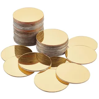 PH PandaHall 50 Stück Goldene Runde Spiegel Zum Basteln Selbstklebende Spiegelfliesen Acryl Bastelspiegelkreise Kleine Spiegelkreise Wandaufkleber Für Bastelarbeiten Kunst DIY Projekte Rahmen