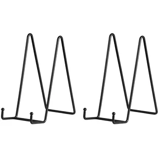 Tincogo Tellerständer aus Metall Tellerhalter Tisch - Aufsteller und Halter für Dekoteller, Bilderrahmen, Bücher und Schallplatten - Schwarz - 2er-Set - Höhe: 20,3 cm