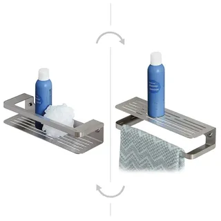 Tiger Caddy 2-in-1 Duschablage und Handtuchhalter, Einsatz als Duschkorb oder als Handtuchhalter mit Ablage möglich, Edelstahl, Farbe: Edelstahl gebürstet BxHxT: 35 x 7 x 10,6 cm