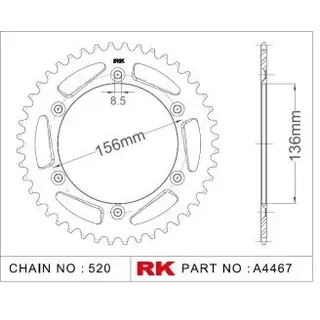 Rk chain wheel 520 42z alu go hard anodized - Gold
