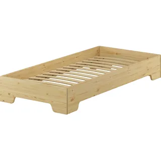 Funktionsbett Bettrahmen 100x190 Pensionsbett, Gästebett mit wählbarem Zubehör V-60.56-10-190Federleisten - Naturbelassen