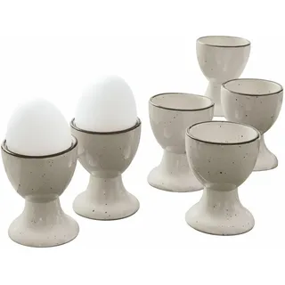 LOBERON Eierbecher 6er Set Biarré, grau | Handgetöpfertes Steinzeug, Zierender Farbrand, Passend zum Geschirr-Set 16875