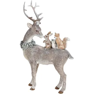 Deko-Figur/Weihnachts-Figur Hirsch mit Wald-Tieren & Glitzer Weihnachten Weihnachts-Deko Weihnachtsschmuck Advent Winter Dekoration Geschenk