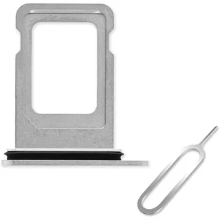 Cemobile SIM-Kartenfach Slot Halter Ersatz für iPhone 14 Pro & 14 Pro Max (Einzel-SIM-Version) mit wasserdichtem Gummidichtungsring + SIM-Tray Open Eject Pin (Silber)