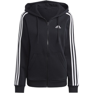 Adidas Damen Essentials 3-Stripes Full-Zip Fleece Hoodie, Black/White, XS