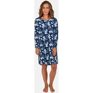 TOM TAILOR Nachthemd »MANILA« mit Print, Langarm, Rundhalsausschnitt, Baumwollmix, atmungsaktiv, blau